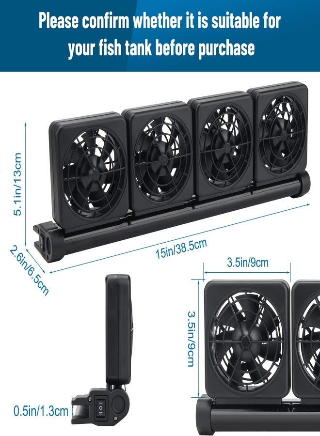Liveek Aquarium Fan 2 3 4 Heads, Aquarium Chillers Cooling Fan Adjustable Fish Tank Cooling Fan with 2 Wind Speed Fan for Water Tank, Aquarium Tank Chiller (4 Head) - Image 2